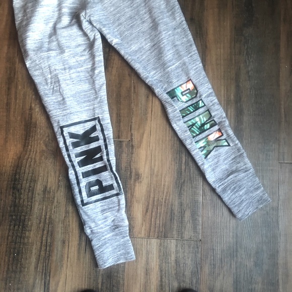 Victoria Secret PINK Grey Sweatpants 🏝Tropical ☀️ - Picture 2 of 5